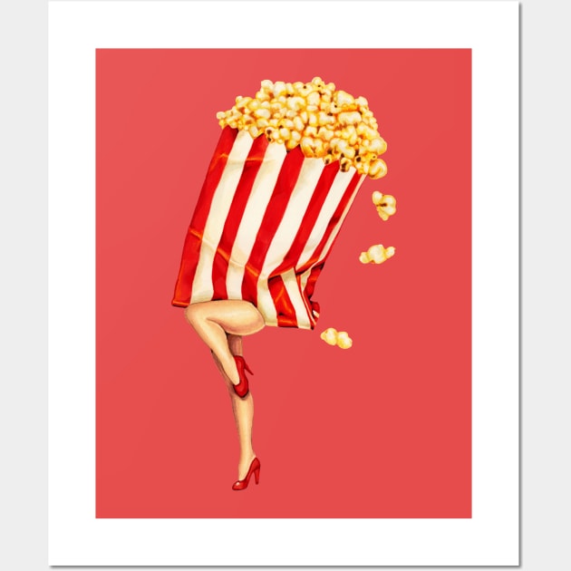 Movie Girls Popcorn Girl Wall Art by KellyGilleran